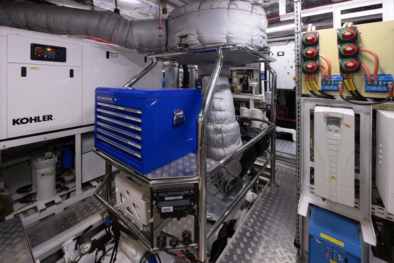 a room with machinery aboard KANDO Yacht for Sale