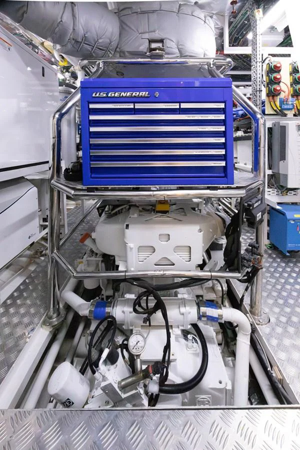 a machine with a blue lid aboard KANDO Yacht for Sale