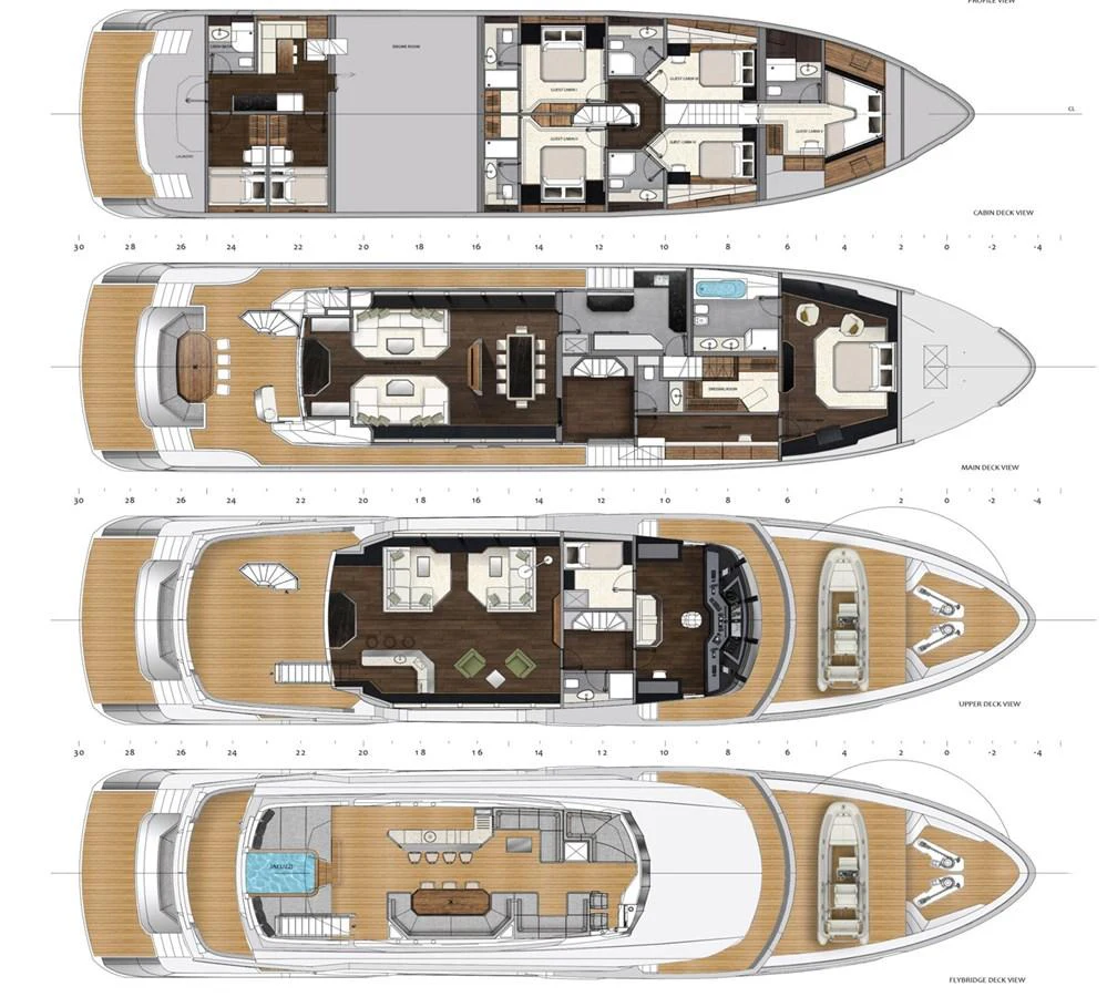diagram, engineering drawing aboard KANDO Yacht for Sale