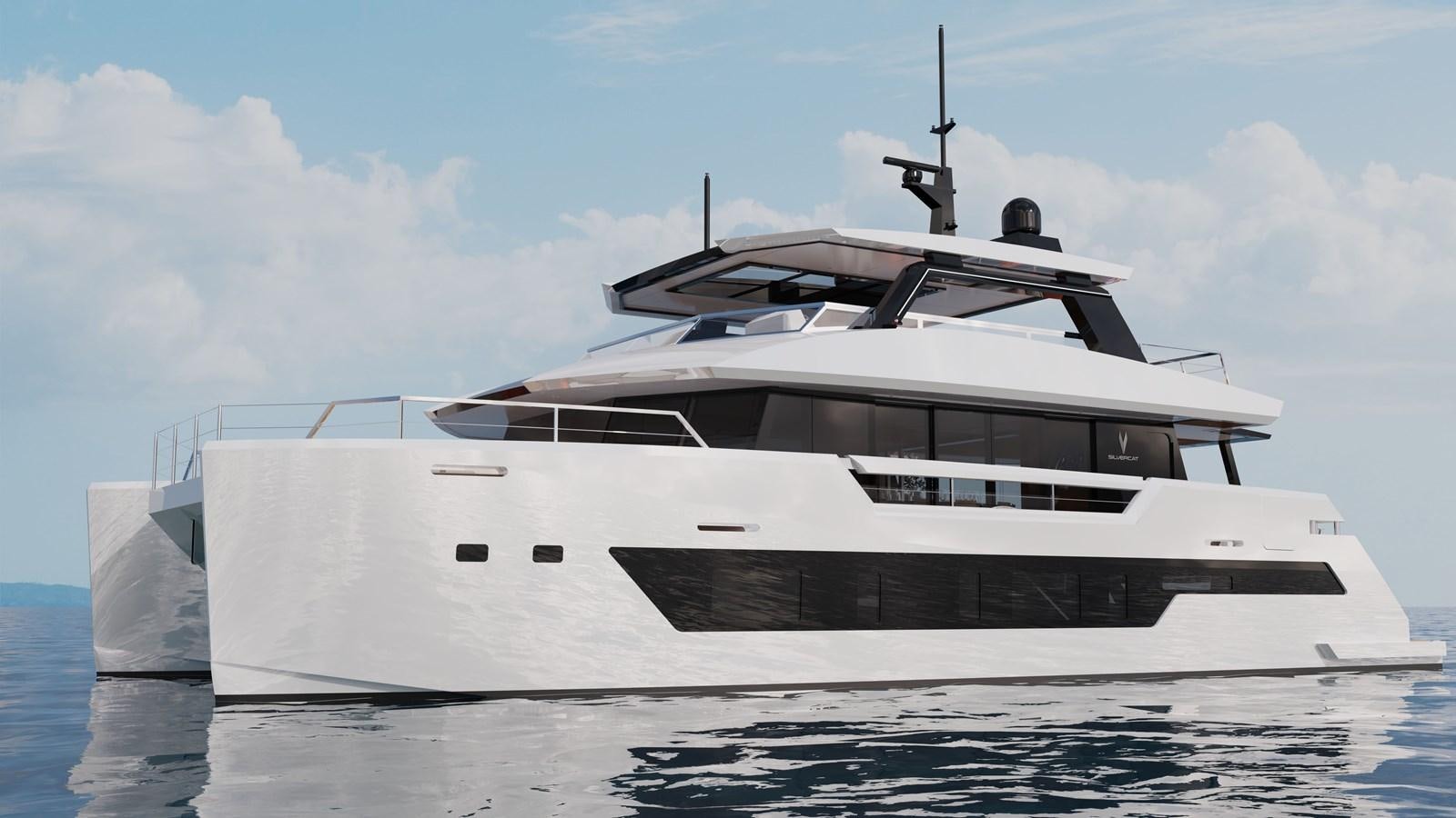 a white yacht on the water aboard SILVERCAT SC22M Yacht for Sale