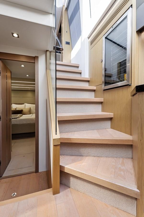 a staircase in a house aboard IT'S A GIRL Yacht for Sale