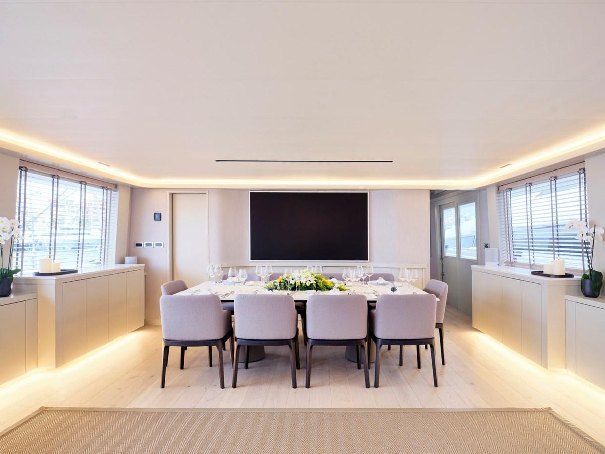 a large white dining table aboard ENDLESS SUMMER Yacht for Sale