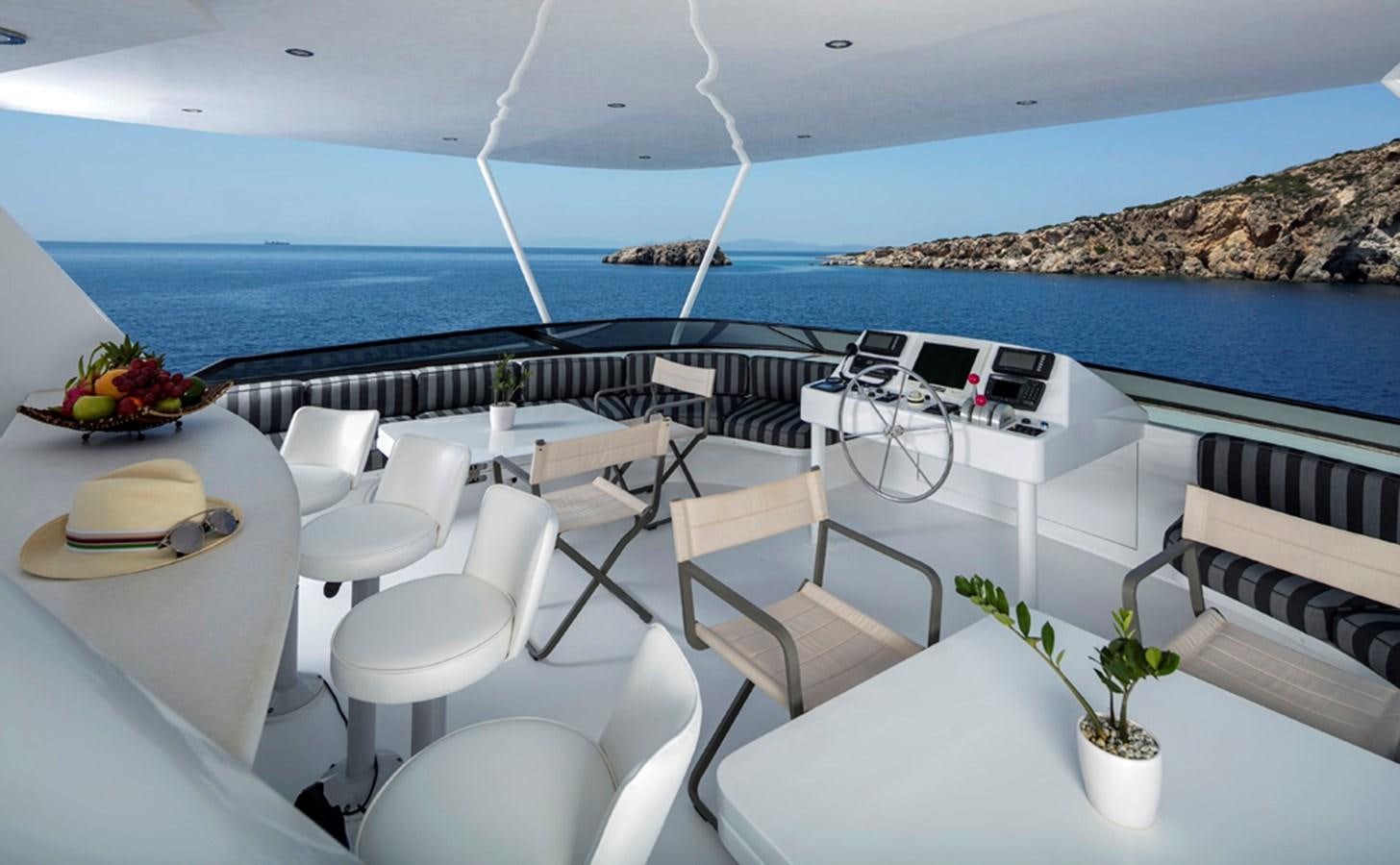 a room with a table chairs and plants on the side aboard ENDLESS SUMMER Yacht for Sale