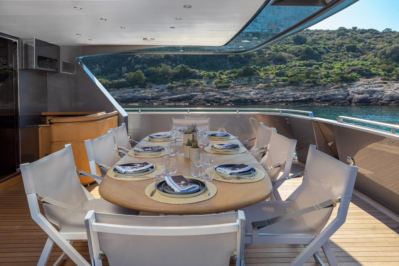 a table set for a meal aboard SUMMER FUN Yacht for Sale