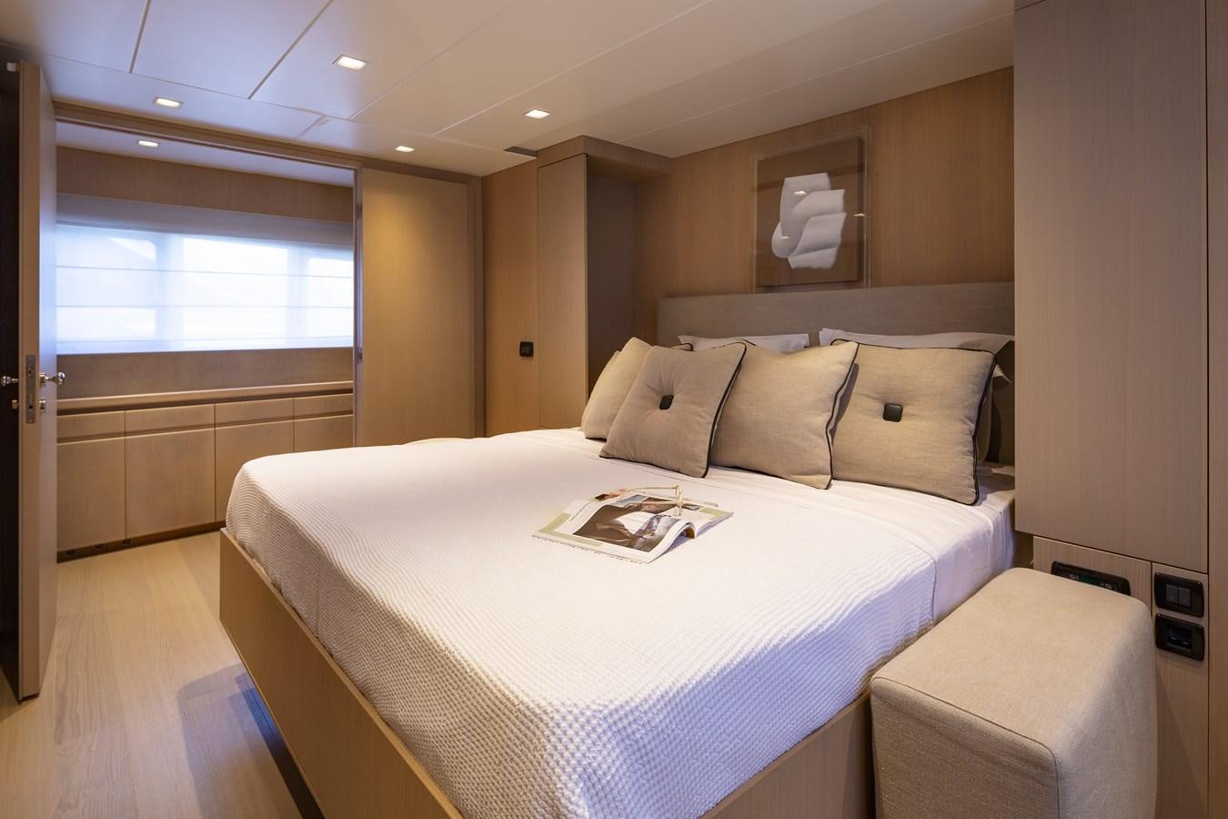 a bed in a room aboard SUMMER FUN Yacht for Sale