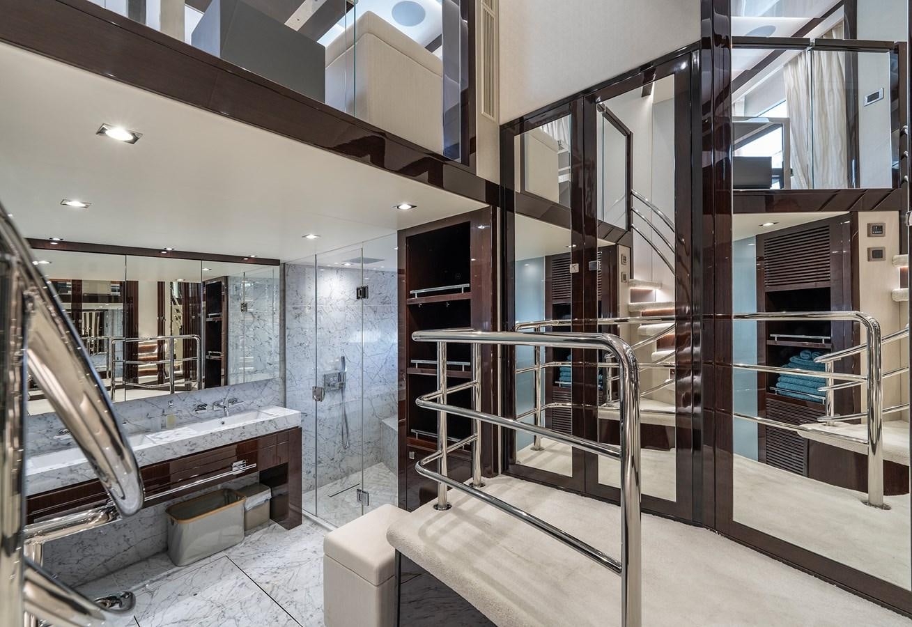 a room with a staircase and a staircase aboard LADY M Yacht for Sale