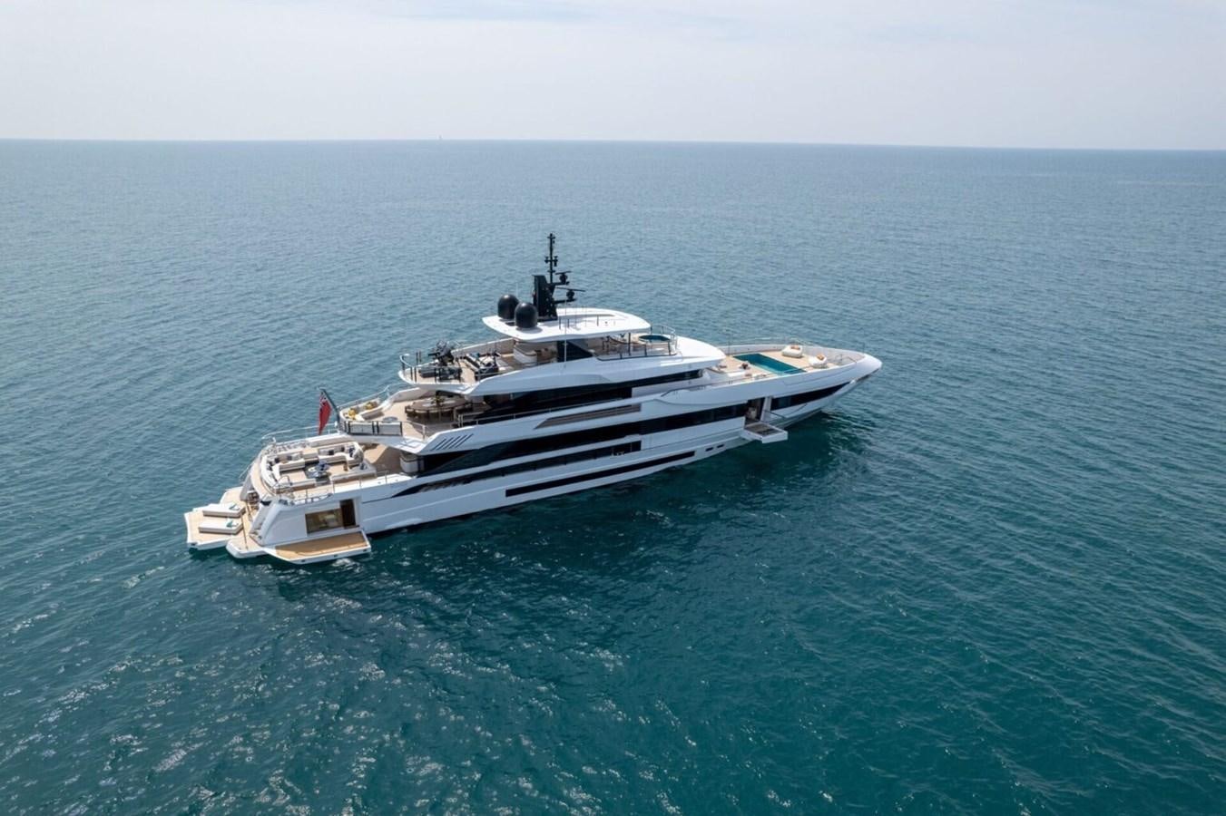 a large white ship in the water aboard MAVERICK Yacht for Sale