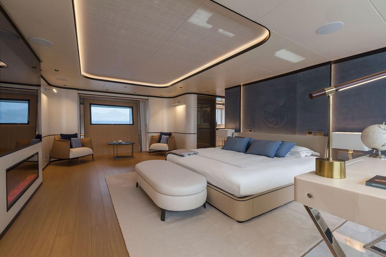 a room with a bed and a tv aboard MAVERICK Yacht for Sale
