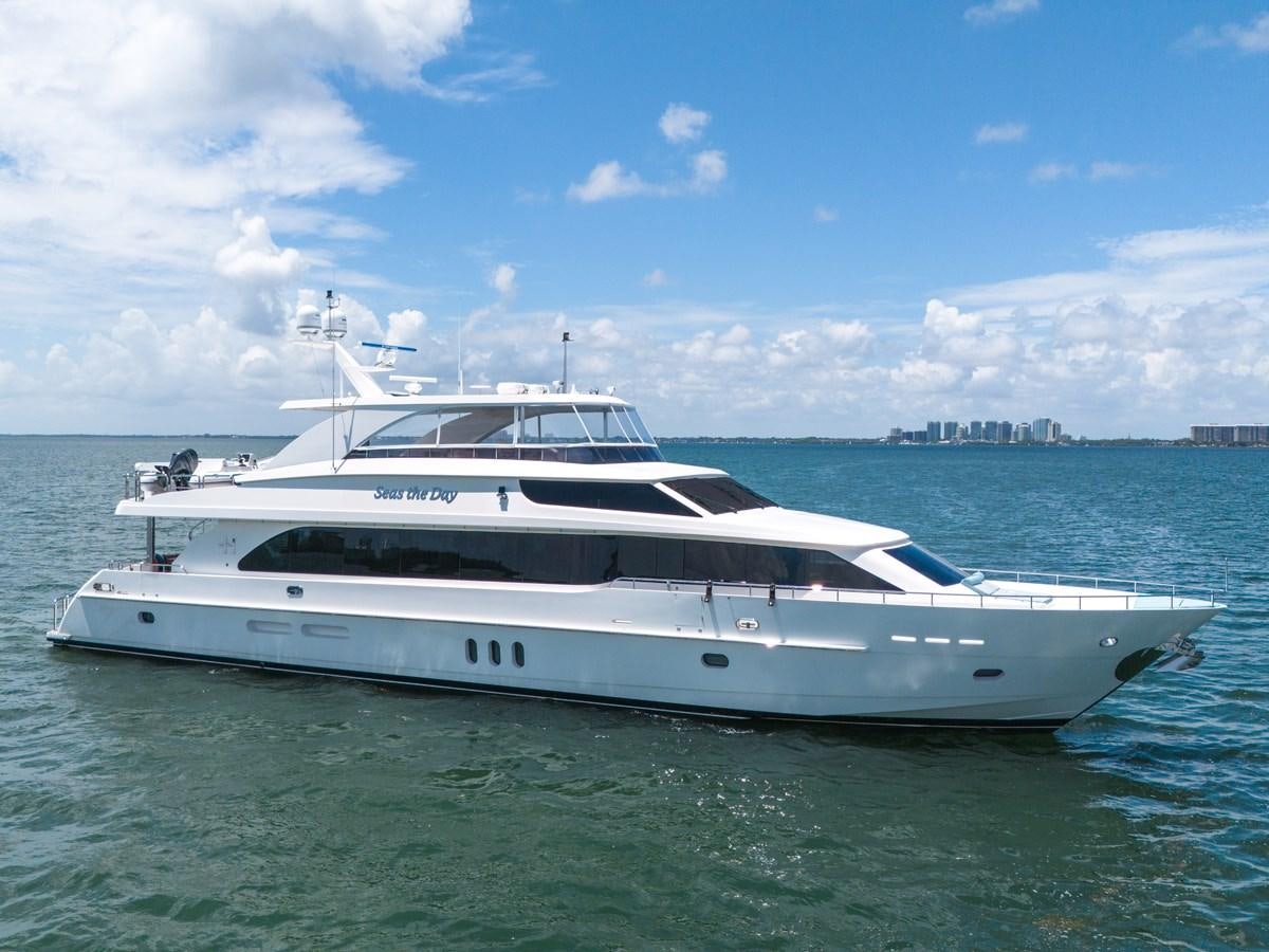 a white yacht in the water aboard 101' HARGRAVE Yacht for Sale