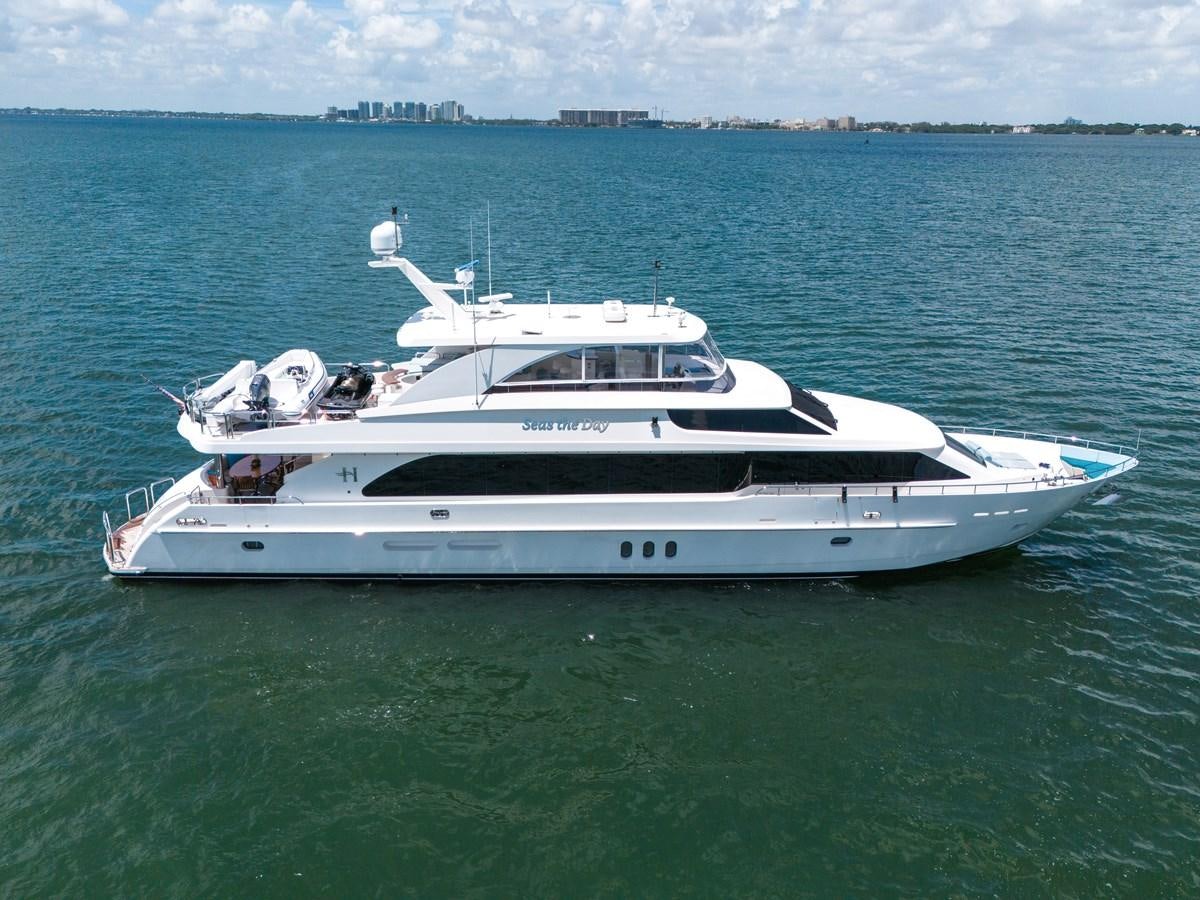 a white yacht in the water aboard 101' HARGRAVE Yacht for Sale