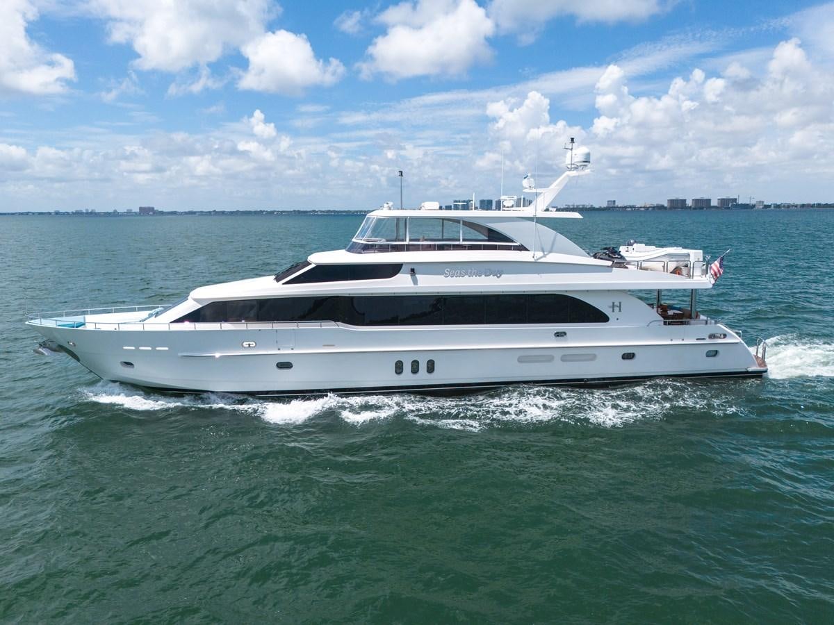 a white yacht in the water aboard 101' HARGRAVE Yacht for Sale
