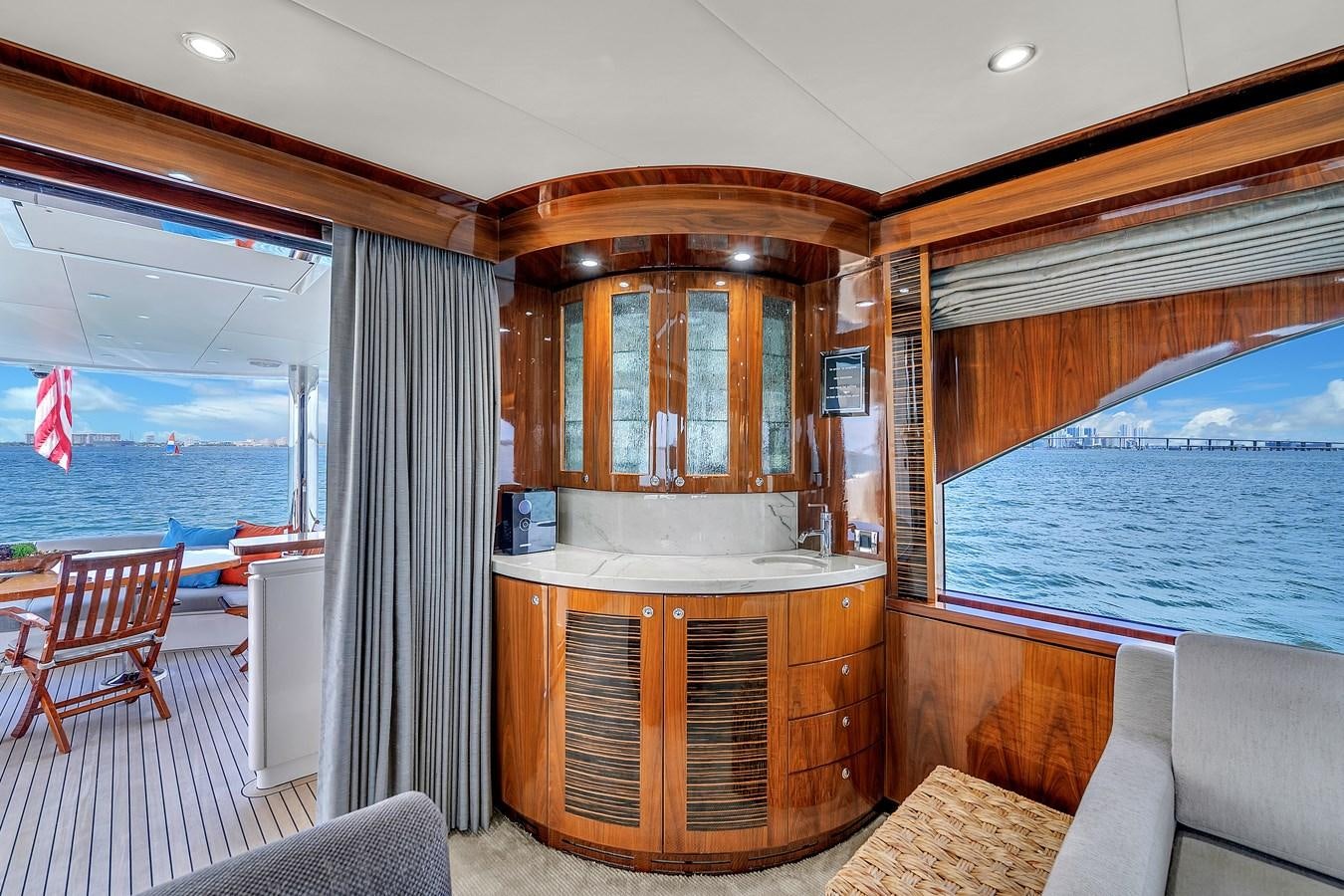 a room with a bed and a desk aboard 101' HARGRAVE Yacht for Sale