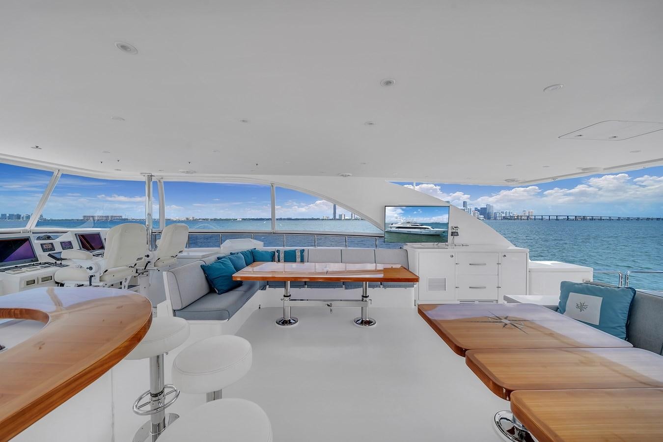 a room with a view of the ocean and the ocean aboard 101' HARGRAVE Yacht for Sale