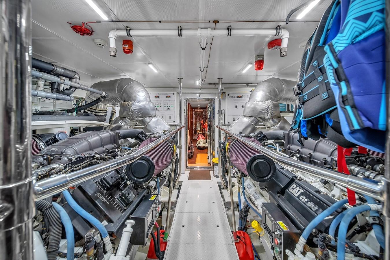a room with pipes and equipment aboard 101' HARGRAVE Yacht for Sale