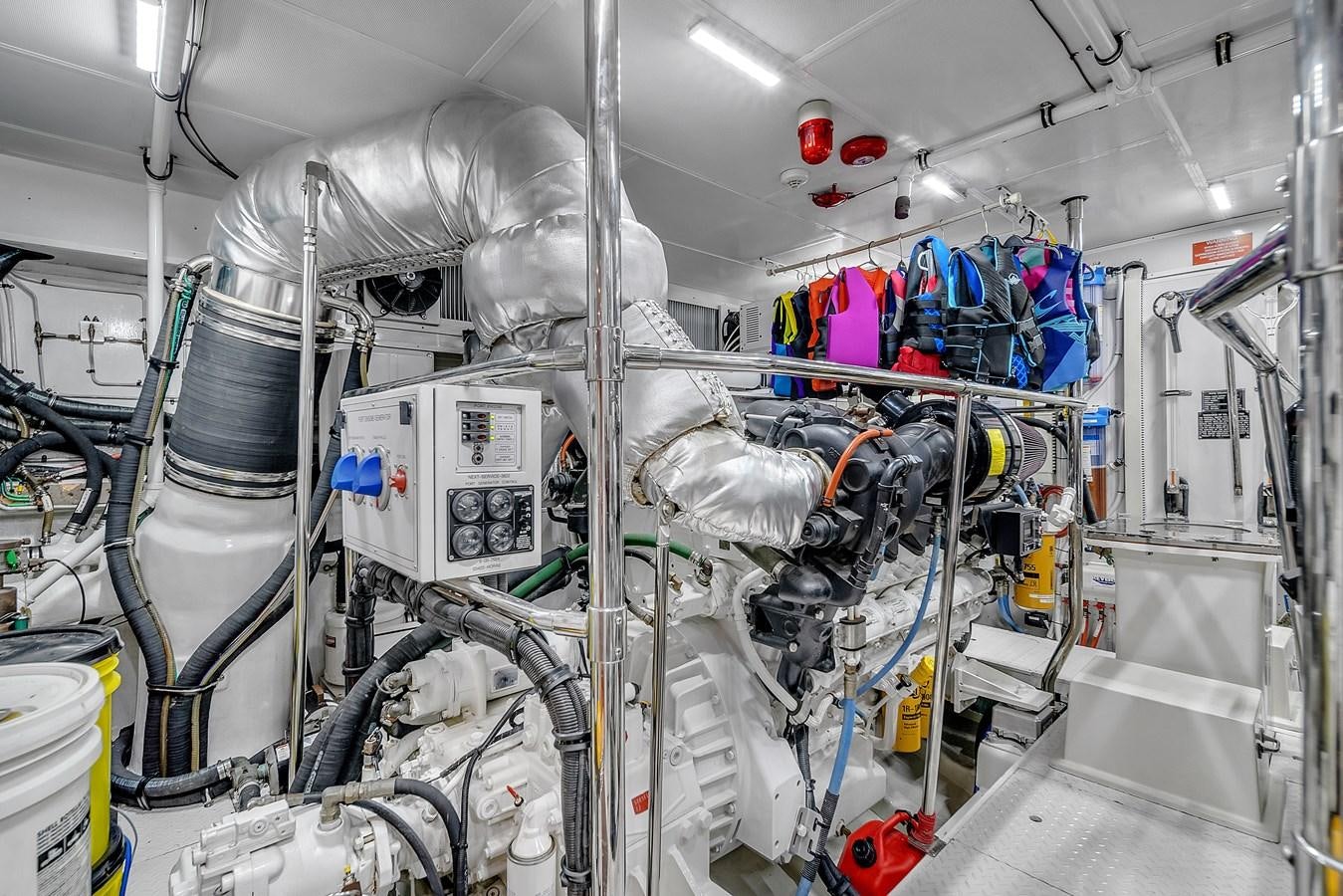 a room with machinery aboard 101' HARGRAVE Yacht for Sale
