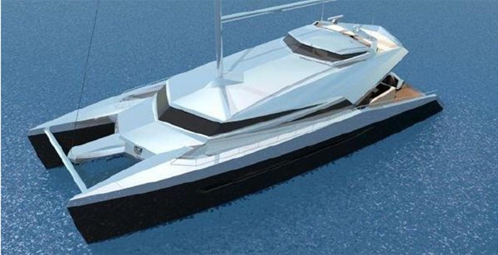 a white boat on a blue surface aboard 2023 PDIGREE CAT BLOOMFIELD Yacht for Sale