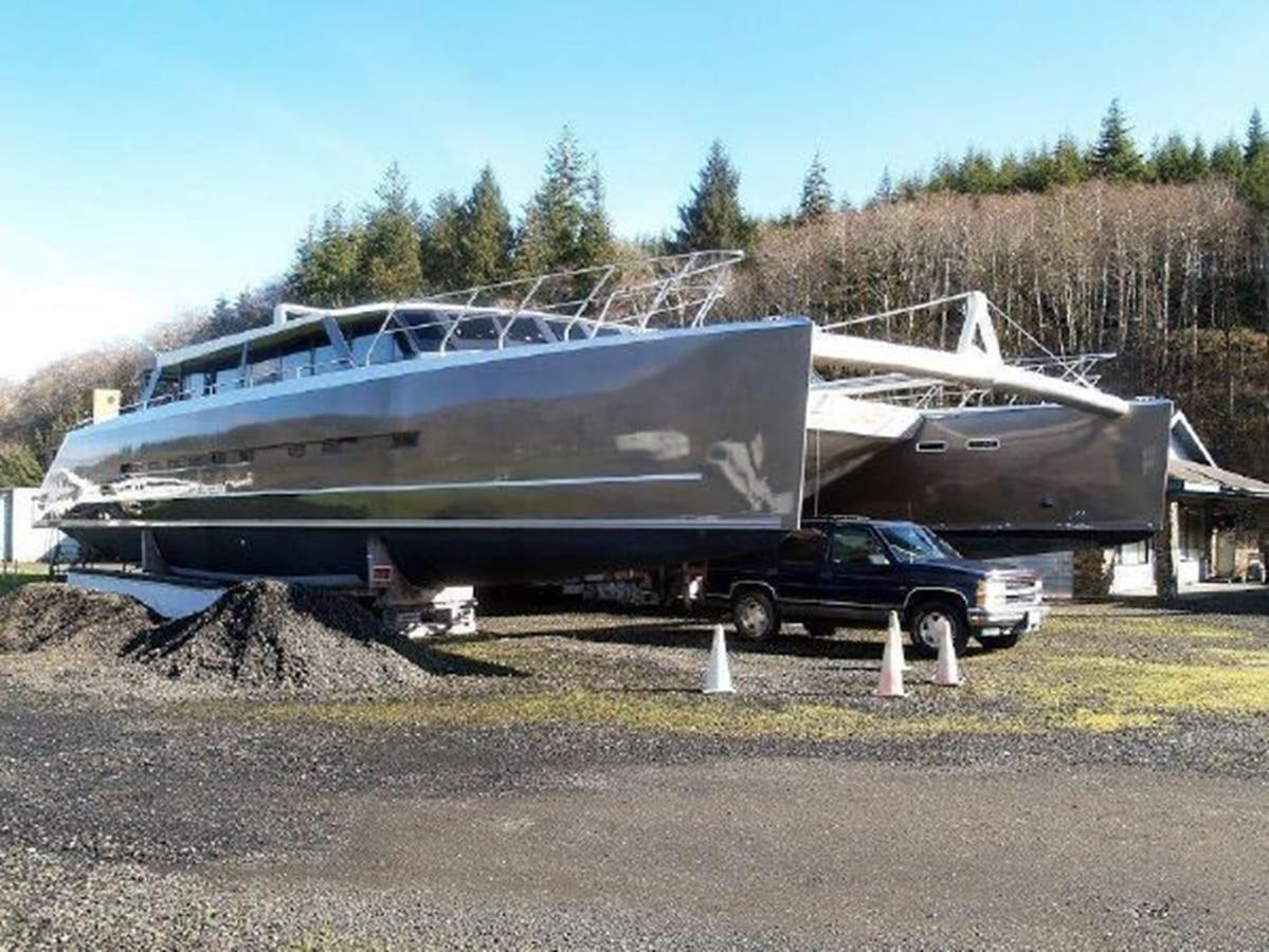 a boat on a trailer aboard 2023 PDIGREE CAT BLOOMFIELD Yacht for Sale