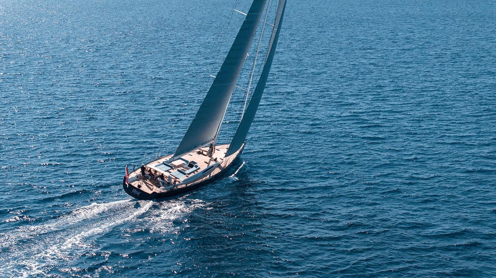 a boat sailing on the sea aboard FRIDAY Yacht for Sale