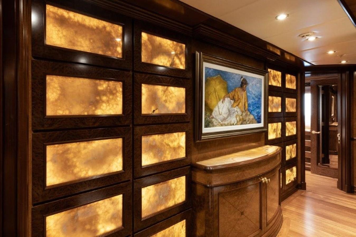 a room with a large display case aboard IRON BLONDE Yacht for Sale