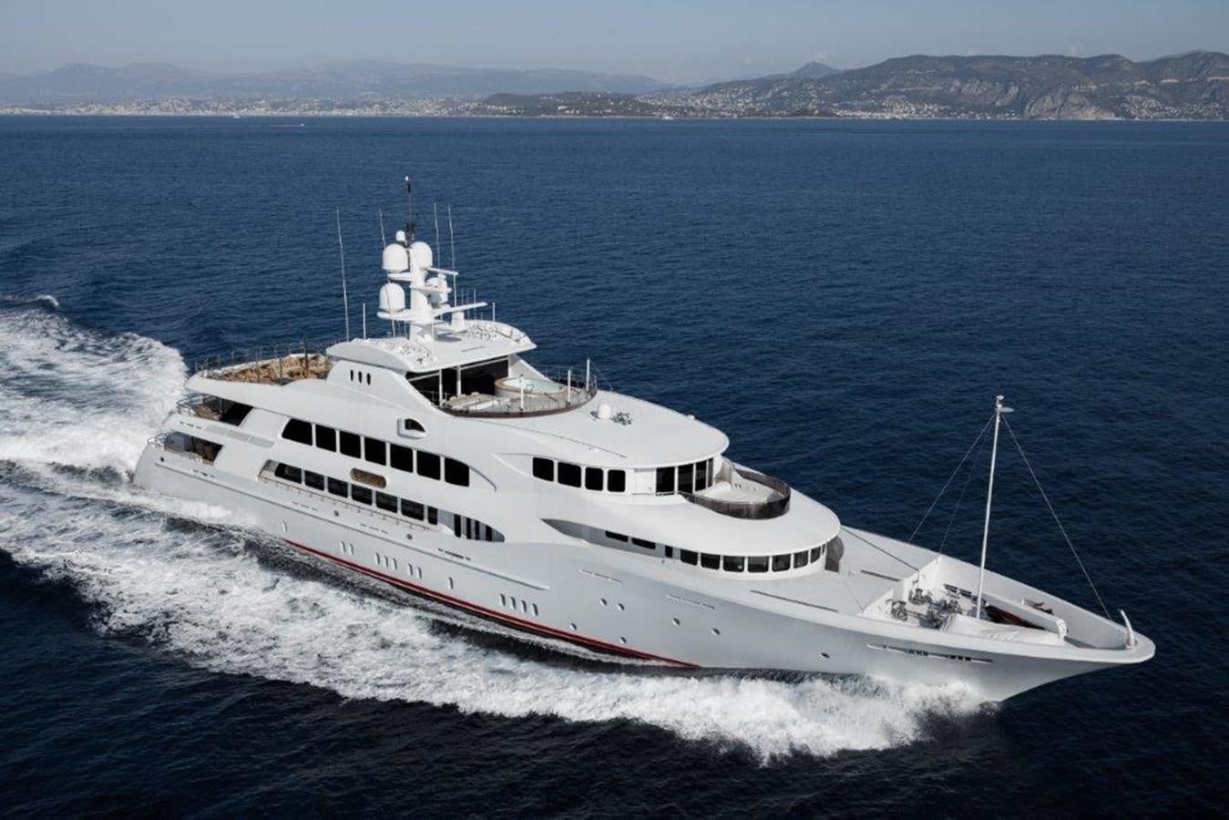 a large white ship aboard IRON BLONDE Yacht for Sale