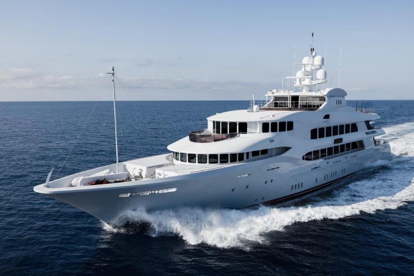 a large white boat aboard IRON BLONDE Yacht for Sale