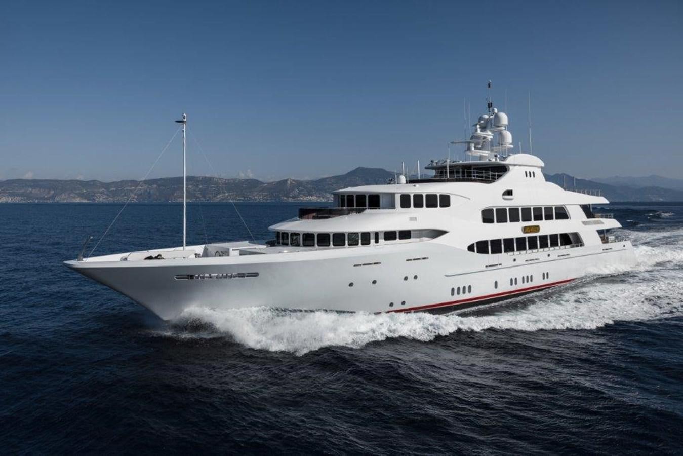 a large white boat aboard IRON BLONDE Yacht for Sale