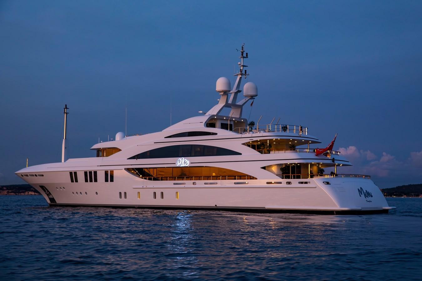 a large white yacht aboard LA BLANCA Yacht for Sale