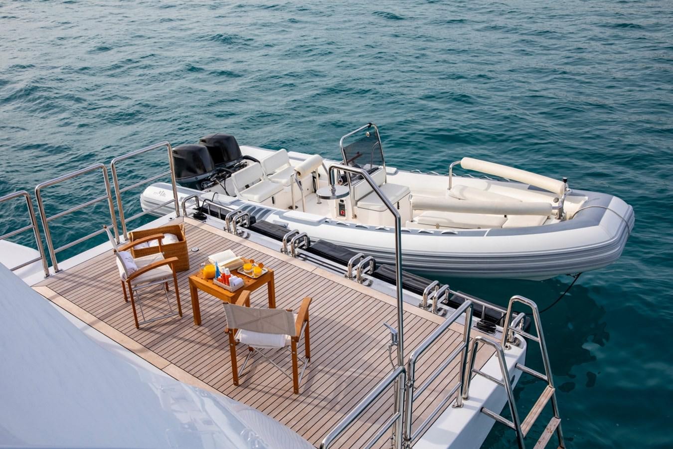 a boat on the water aboard LA BLANCA Yacht for Sale