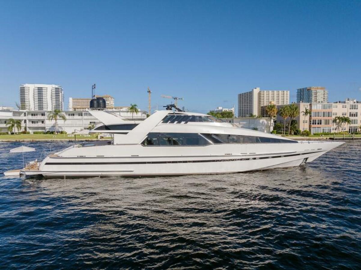 a white yacht in the water aboard ENTOURAGE Yacht for Sale