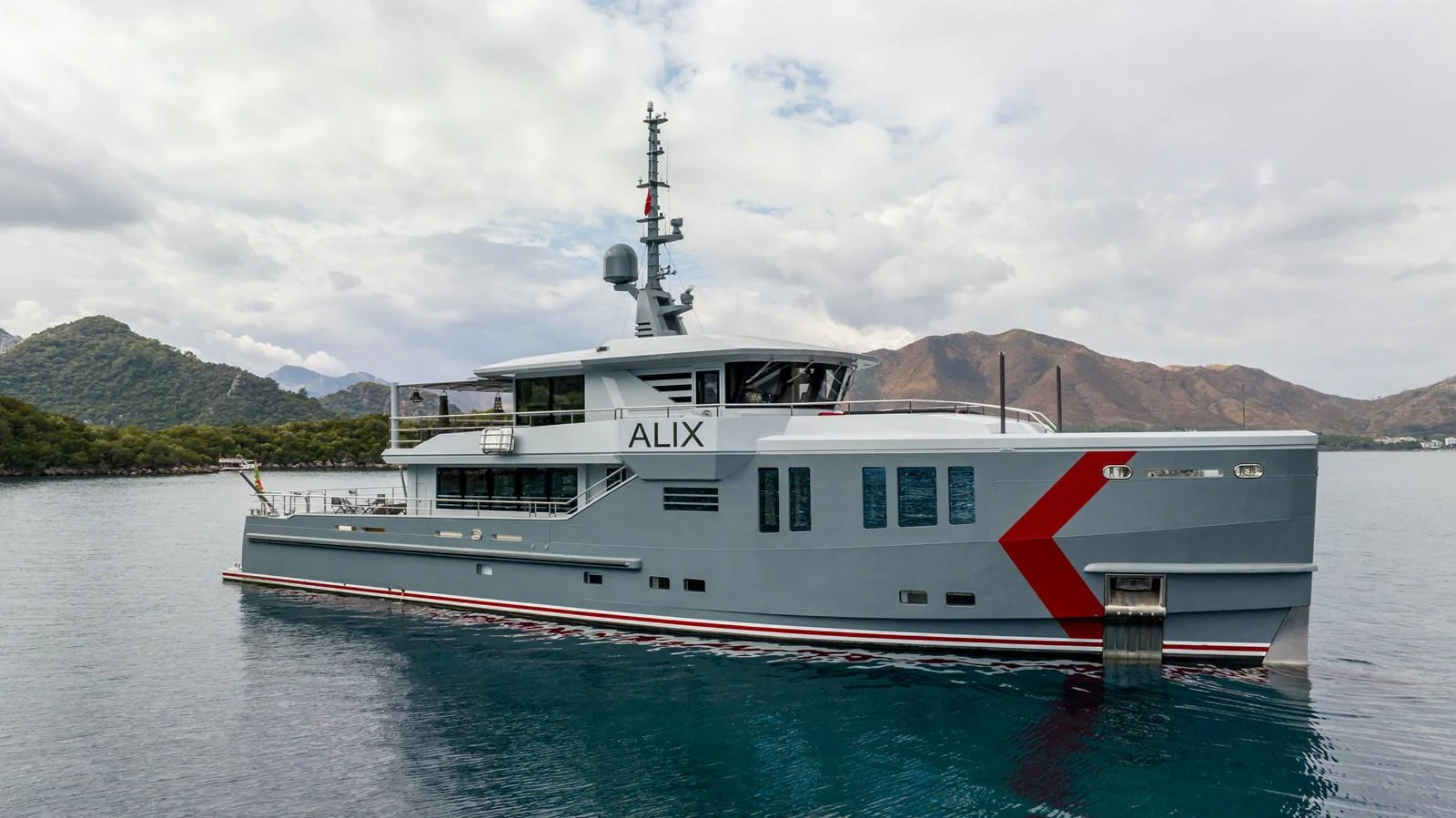 a large boat in the water aboard K584 Yacht for Sale