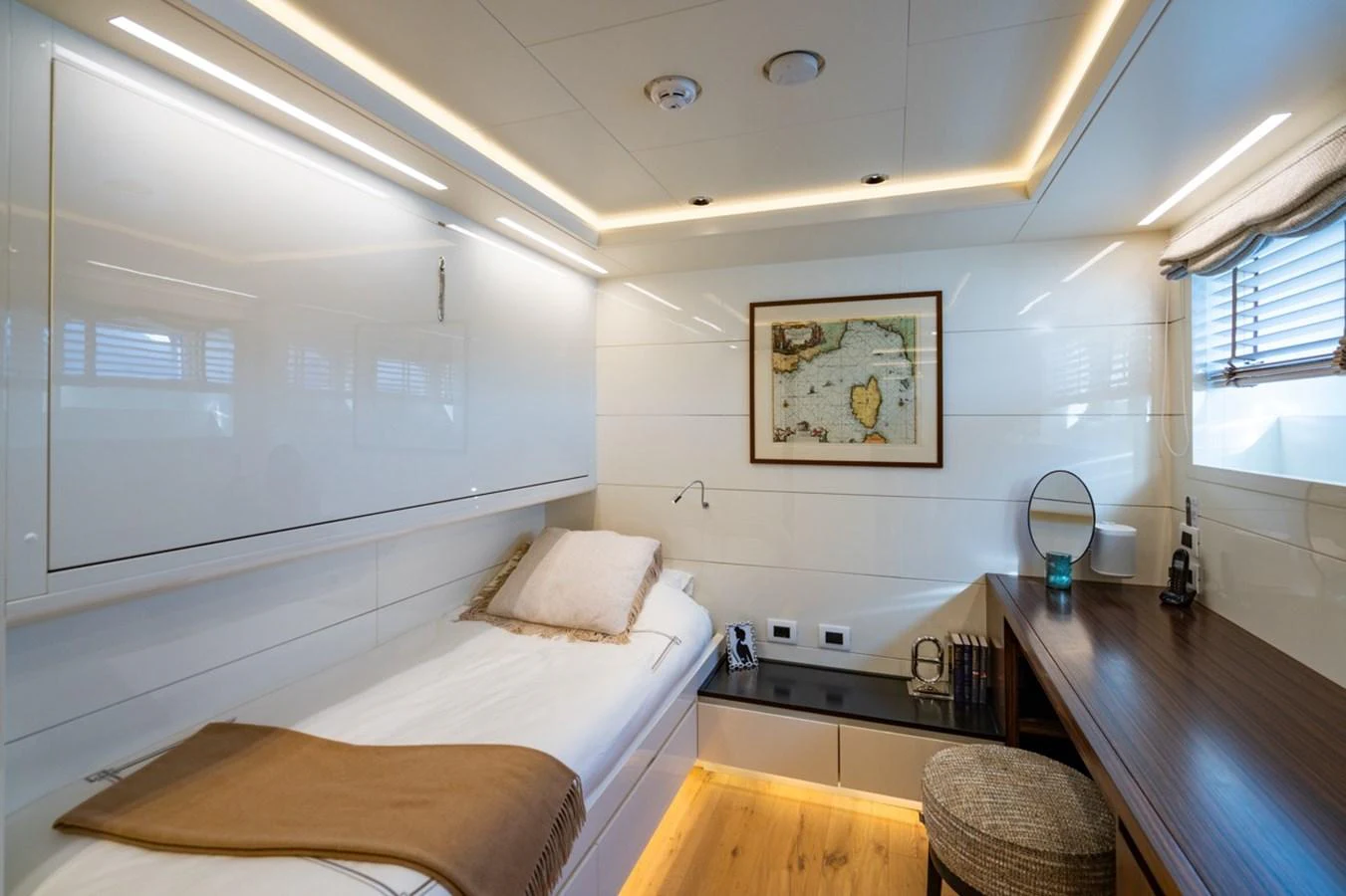 a room with two beds aboard K584 Yacht for Sale