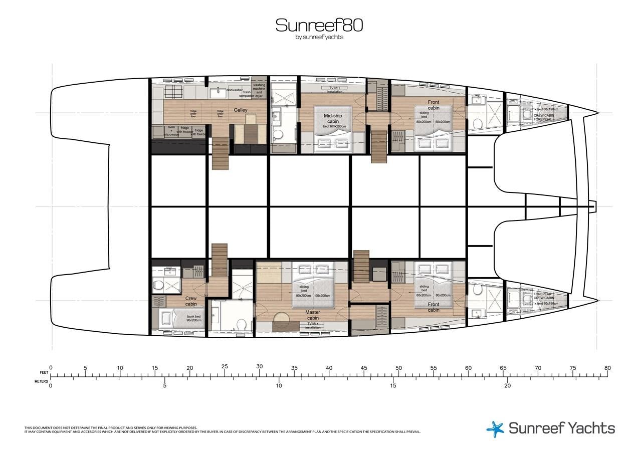 diagram, engineering drawing aboard 2022 SUNREEF 80 SAILING Yacht for Sale