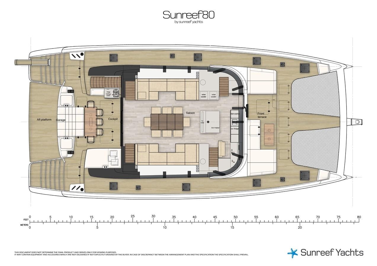diagram, engineering drawing aboard 2022 SUNREEF 80 SAILING Yacht for Sale