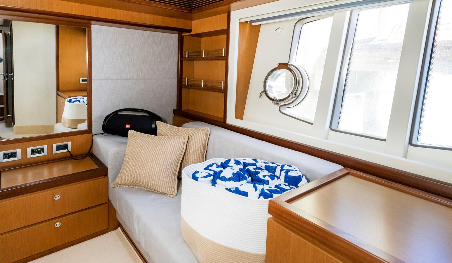 a bed in a room aboard HOPE Yacht for Sale