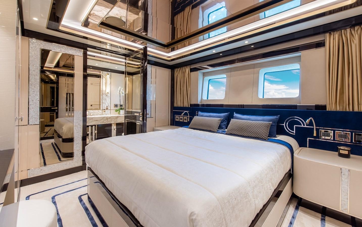 a bed in a room aboard STEFANIA Yacht for Sale