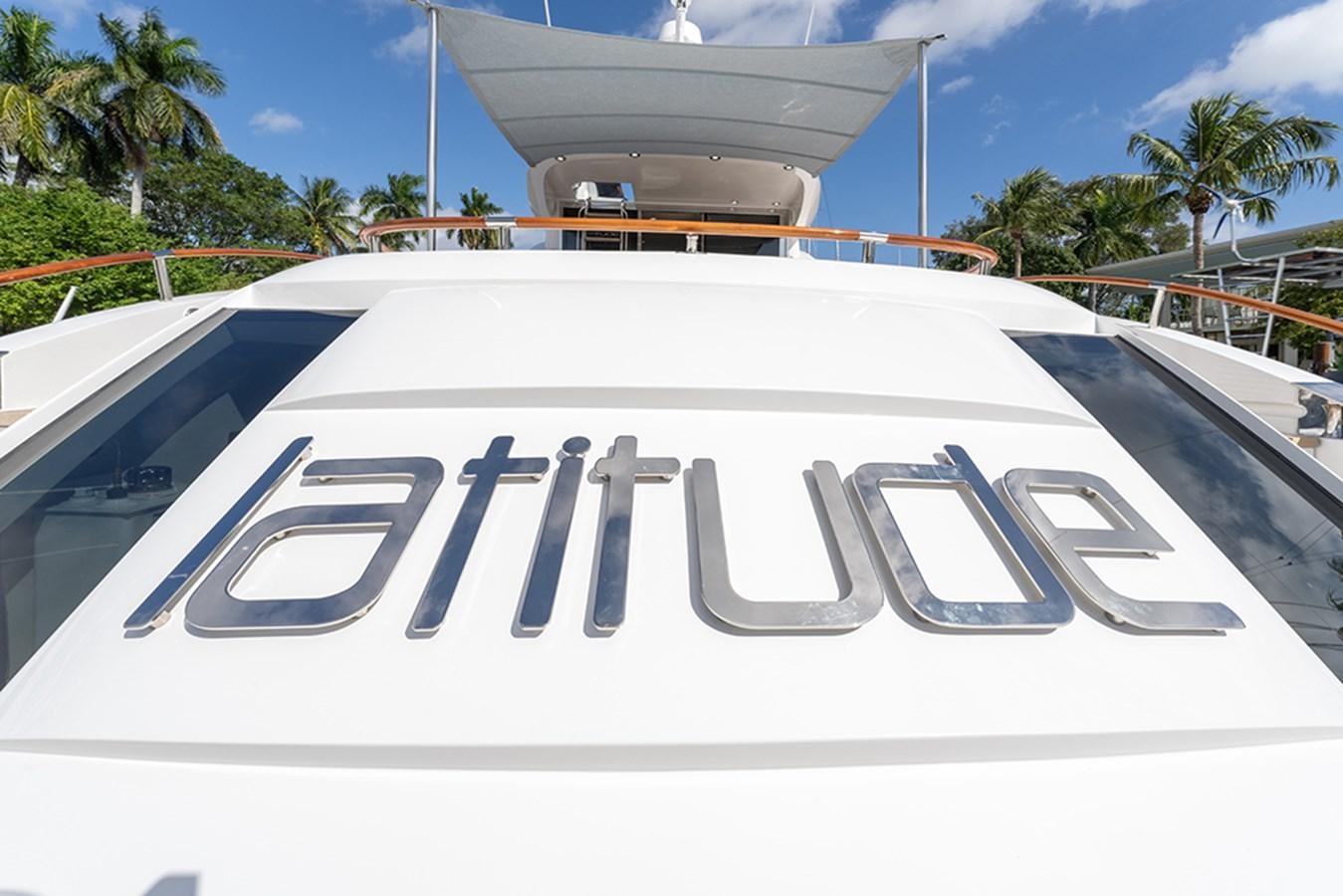 a white car with a large logo aboard LATITUDE Yacht for Sale