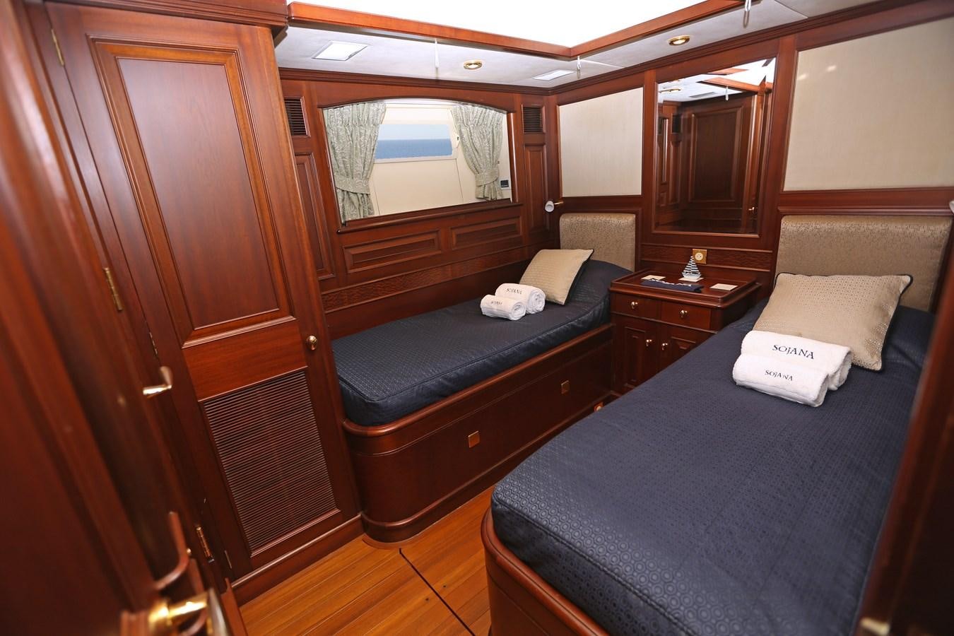 a bed in a cabin aboard SOJANA Yacht for Sale