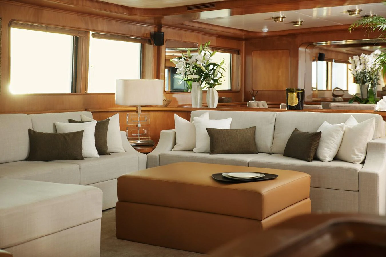 a living room with a couch and a table aboard ESPINOLA Yacht for Sale