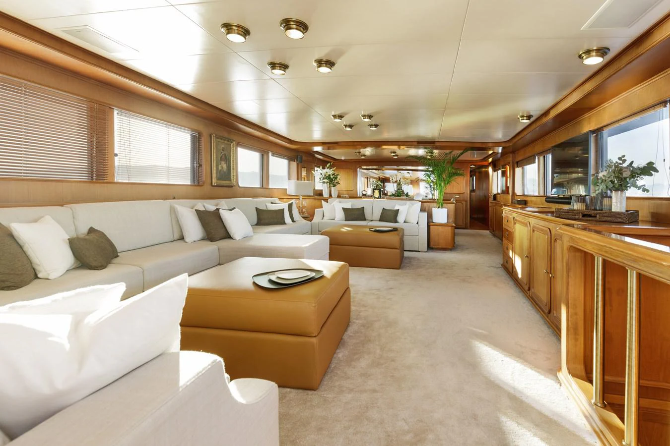 a large living room with a large window aboard ESPINOLA Yacht for Sale