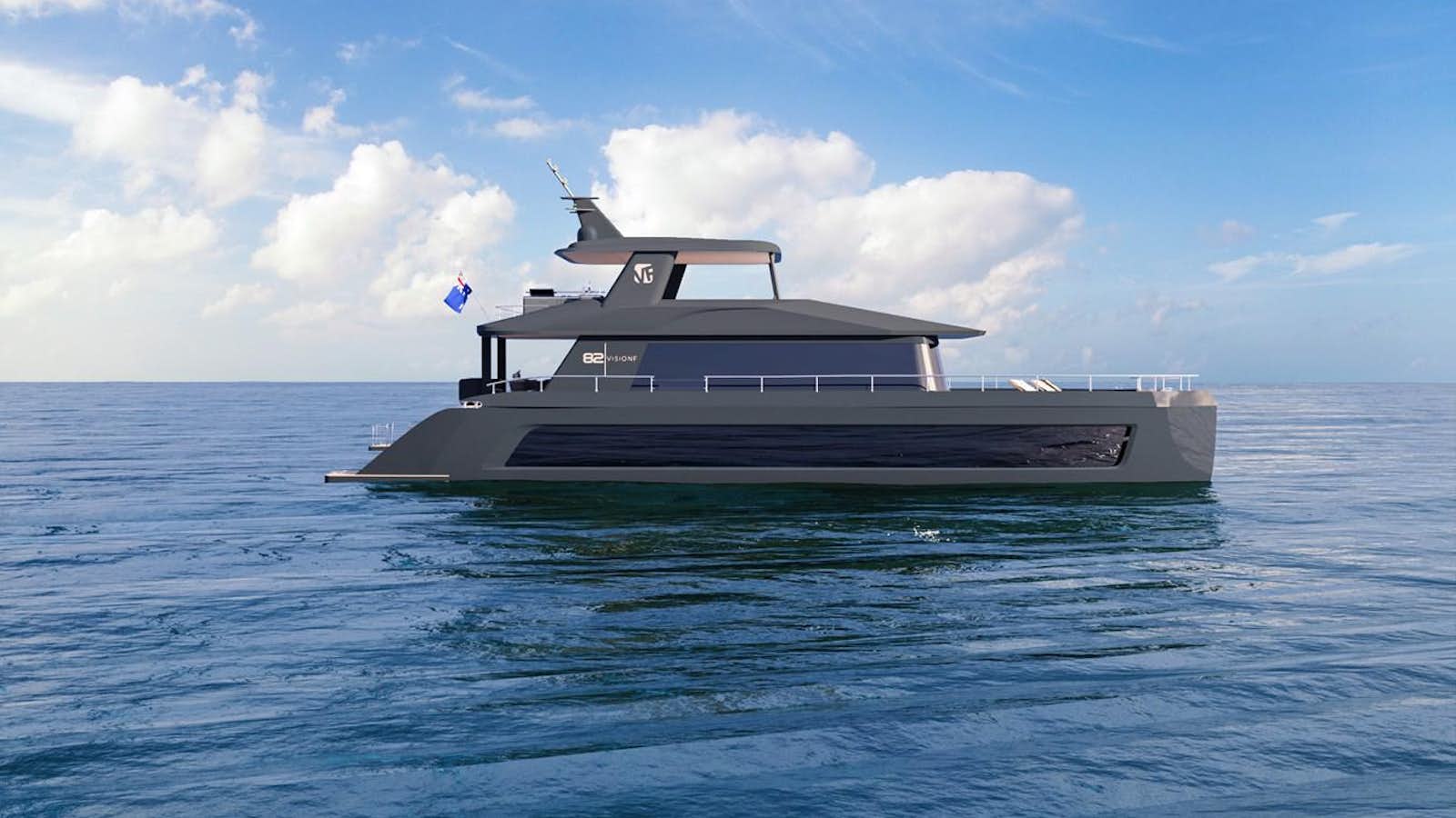 a boat in the water aboard VISION F 82ALU Yacht for Sale
