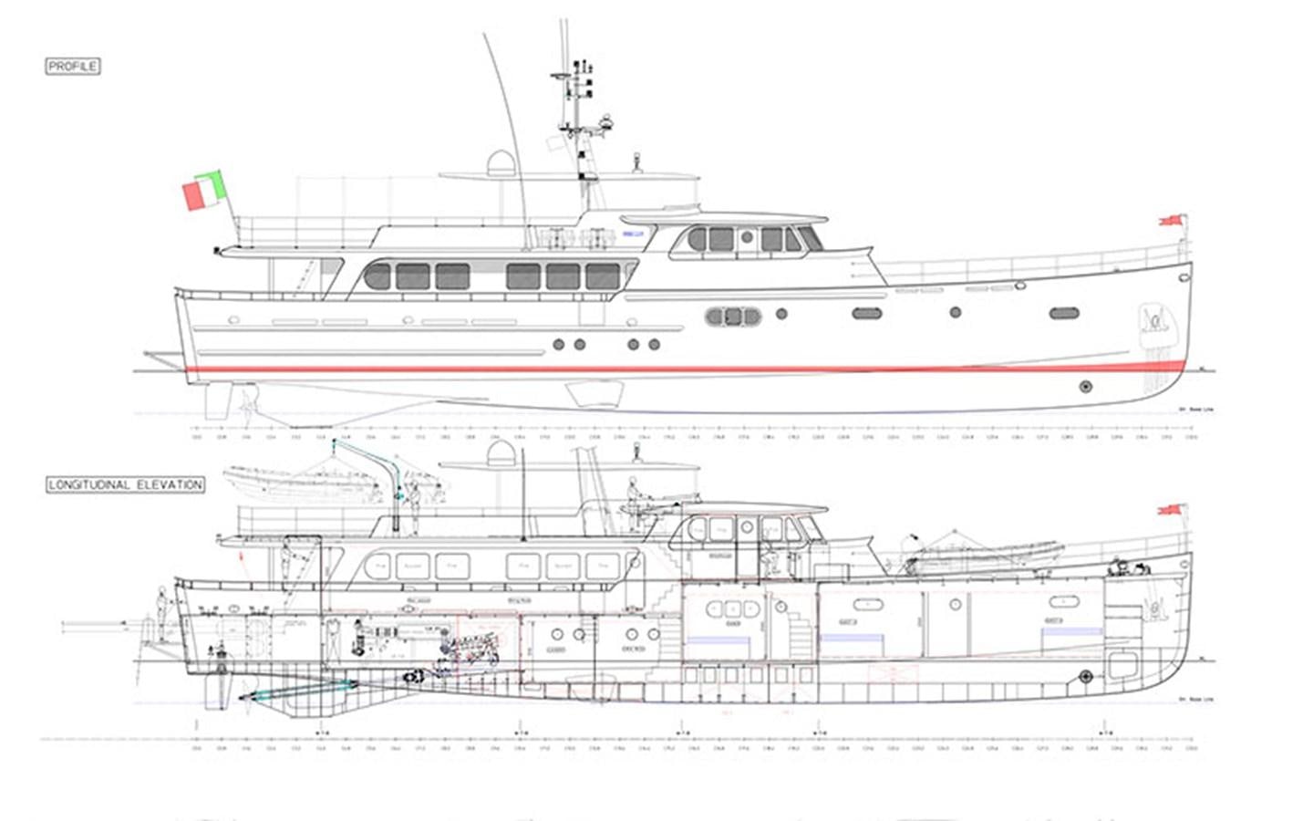diagram, engineering drawing aboard PERSUADER Yacht for Sale