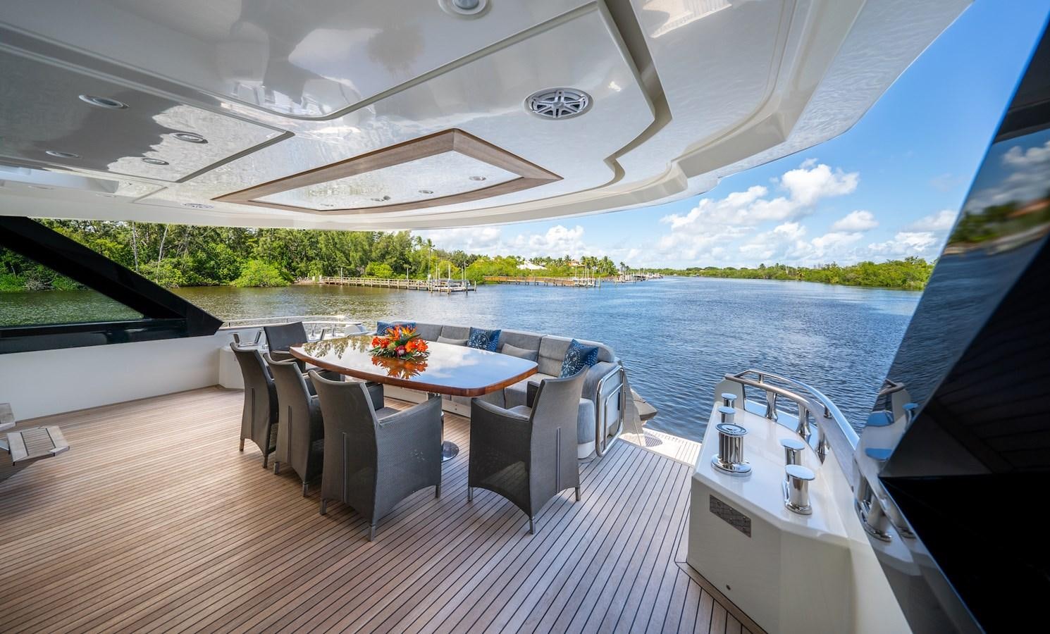 a table and chairs on a boat aboard NEVER SAY NEVER 2015/2023 Yacht for Sale