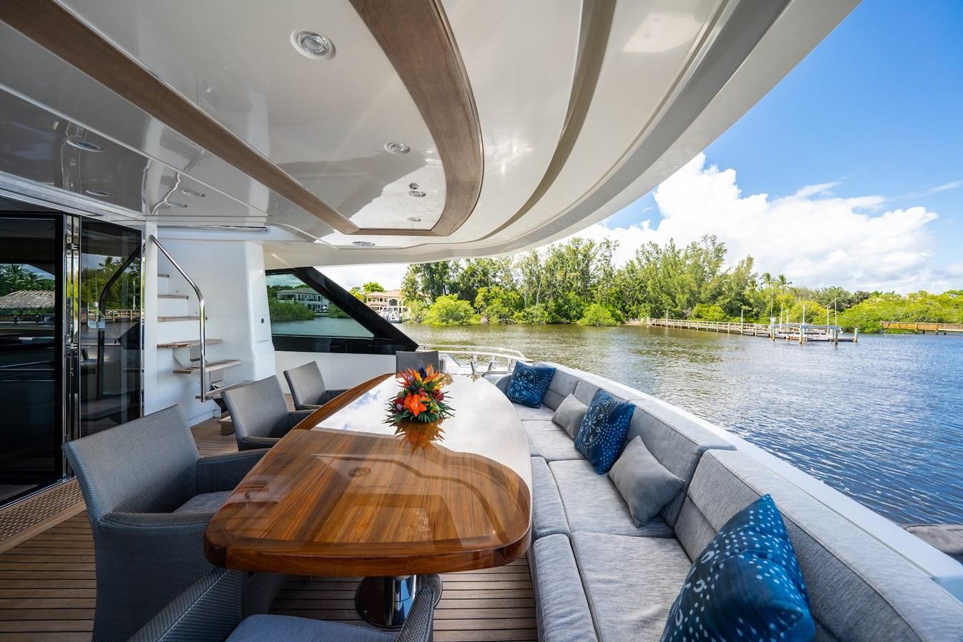 a large boat on the water aboard NEVER SAY NEVER 2015/2023 Yacht for Sale