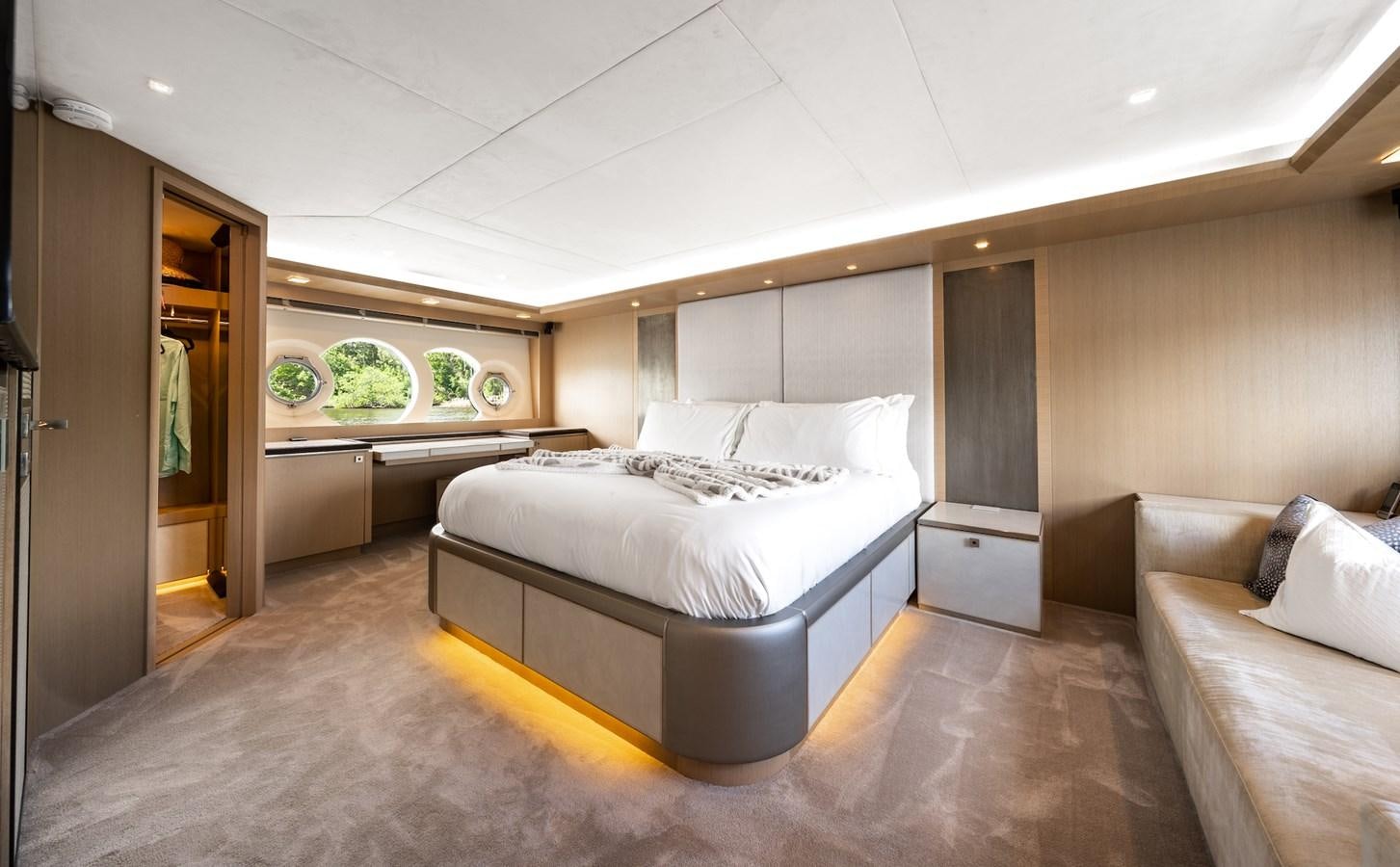 a room with two beds aboard NEVER SAY NEVER 2015/2023 Yacht for Sale