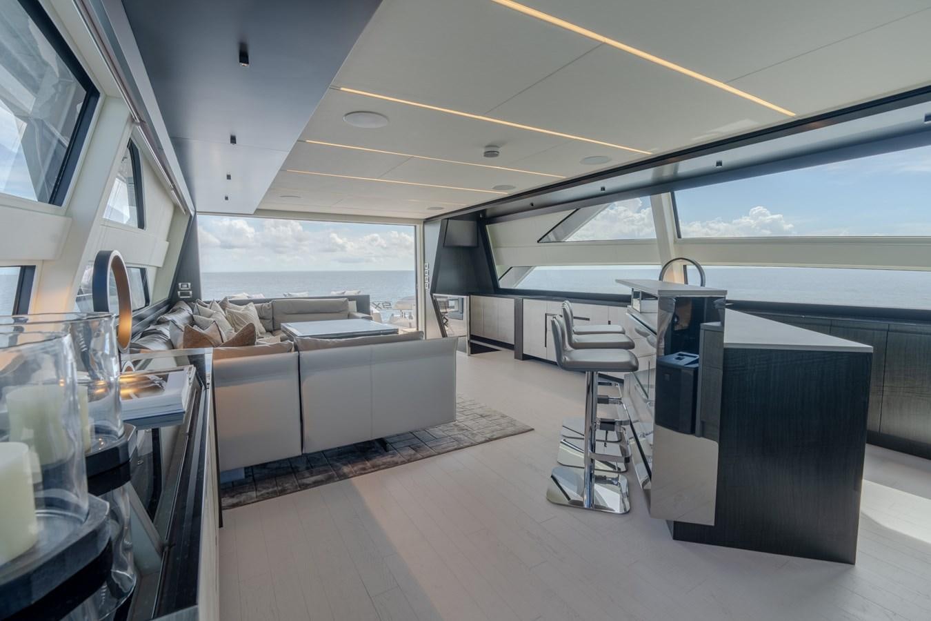inside of a vehicle with a large window and a large screen aboard VINTAGE Yacht for Sale