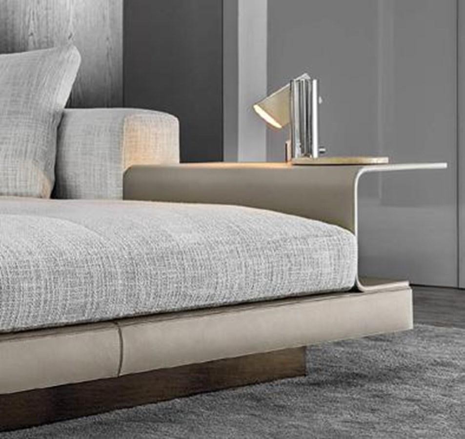 a bed with a white comforter aboard 2022 SANLORENZO SX88 #85 Yacht for Sale