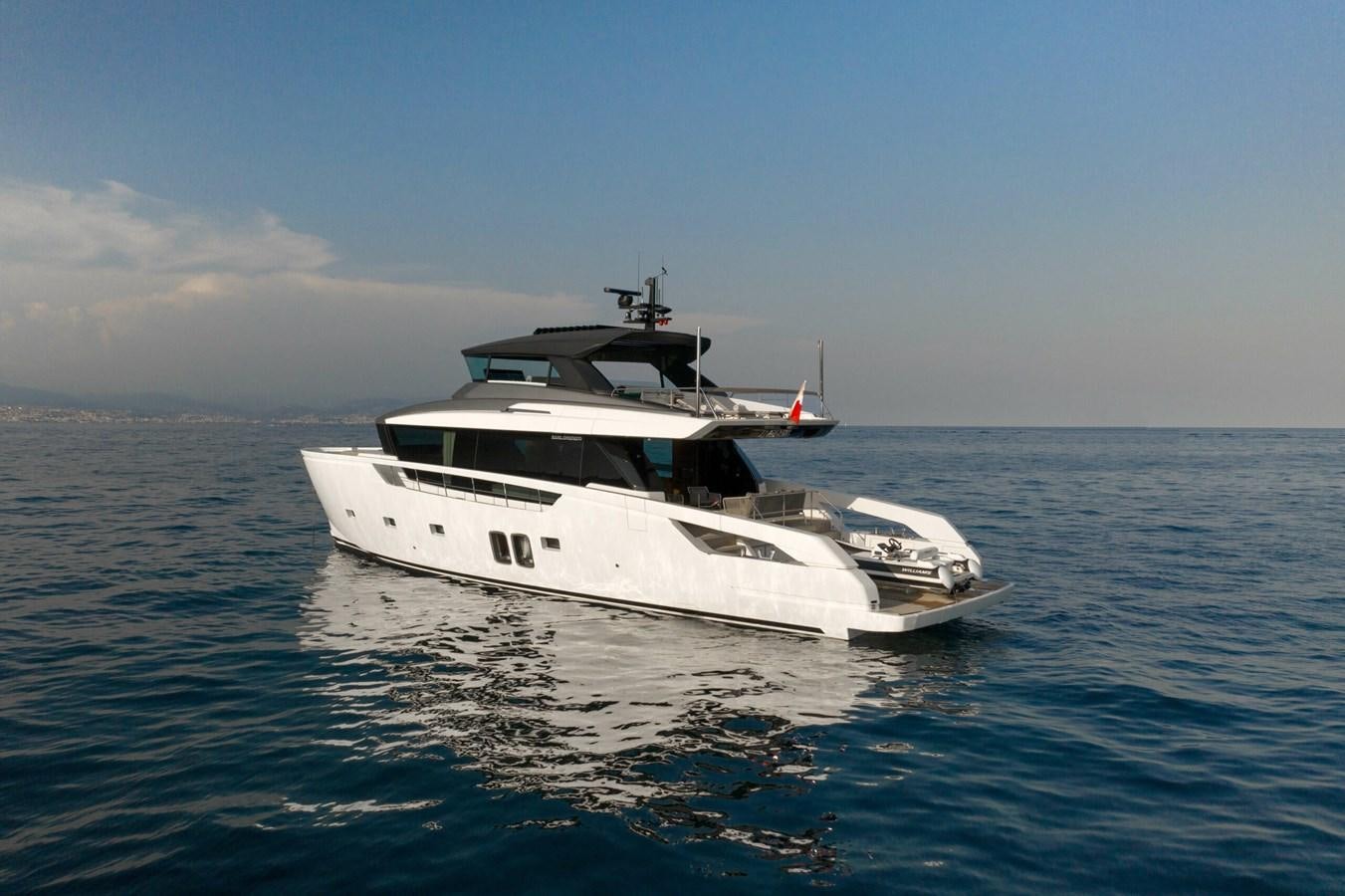 a white yacht in the water aboard 2019 SANLORENZO SX76 #16 Yacht for Sale