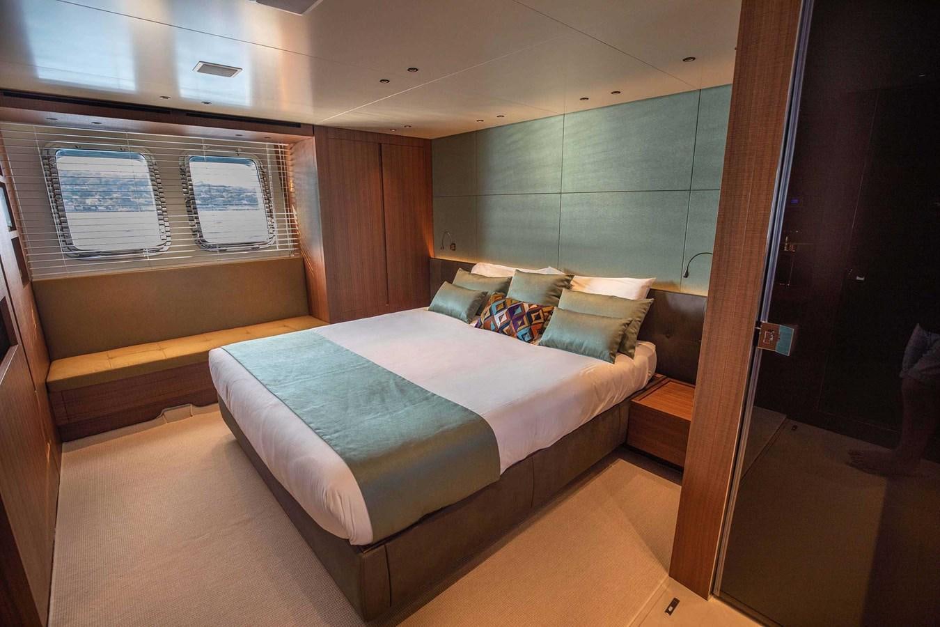 a bed in a room aboard 2019 SANLORENZO SX76 #16 Yacht for Sale