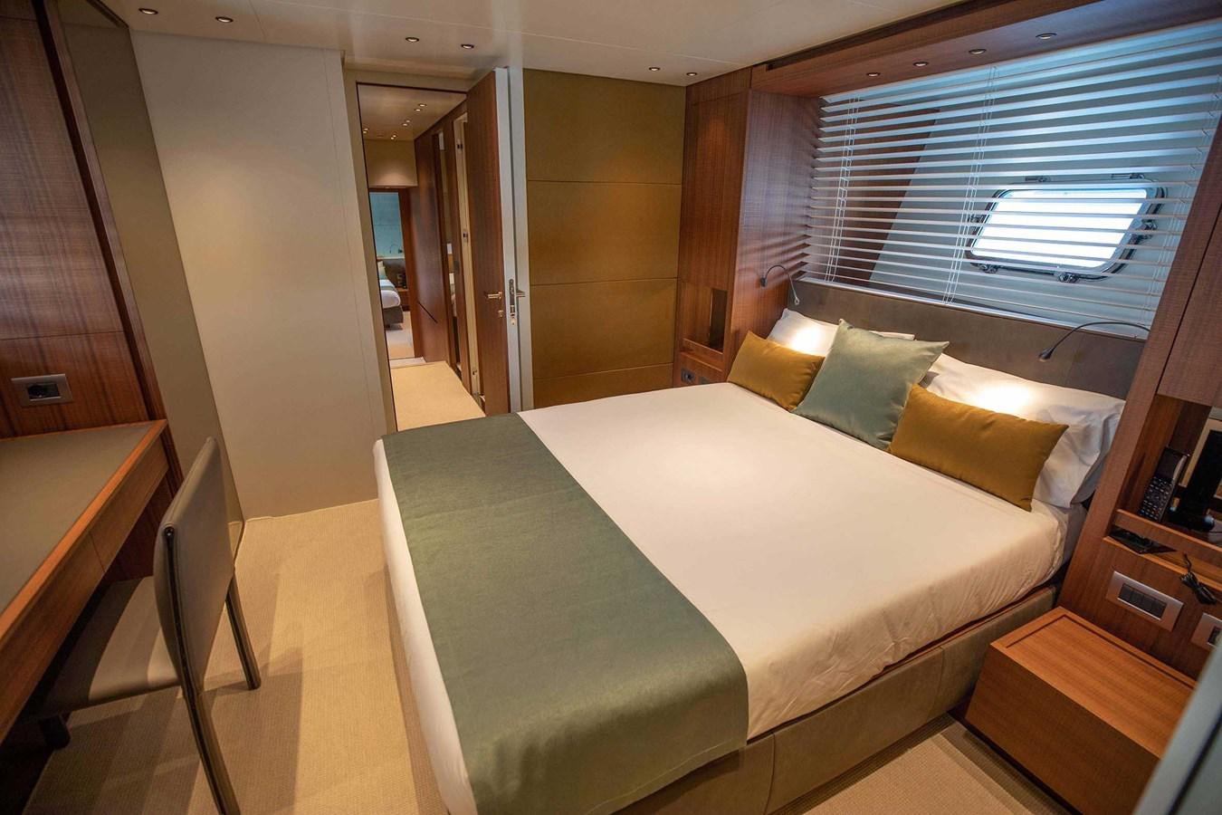 a bed in a room aboard 2019 SANLORENZO SX76 #16 Yacht for Sale