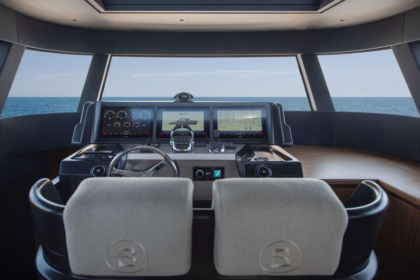 the inside of a car aboard 2024  BLUEGAME BG72/BG74 Yacht for Sale